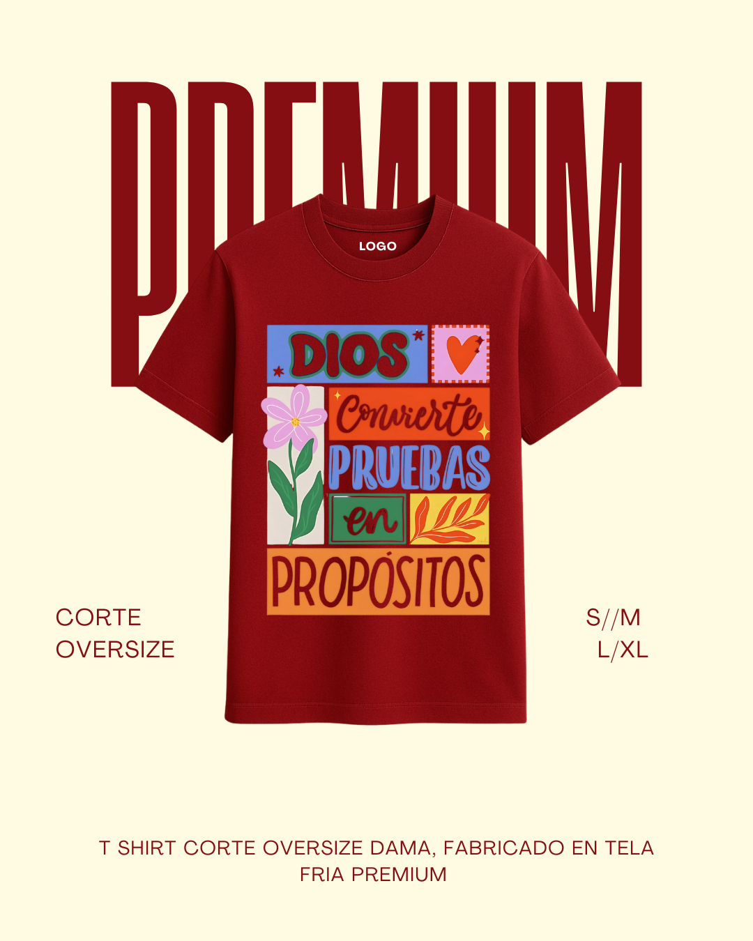 T-shirt premium Dios convierte pruebas en propositos