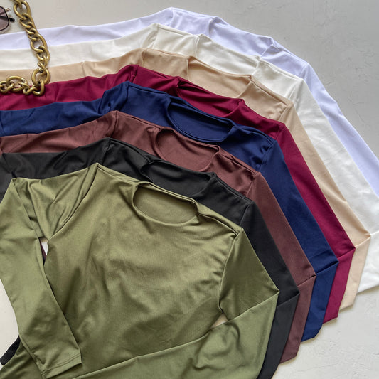 Body manga larga cuello redondo