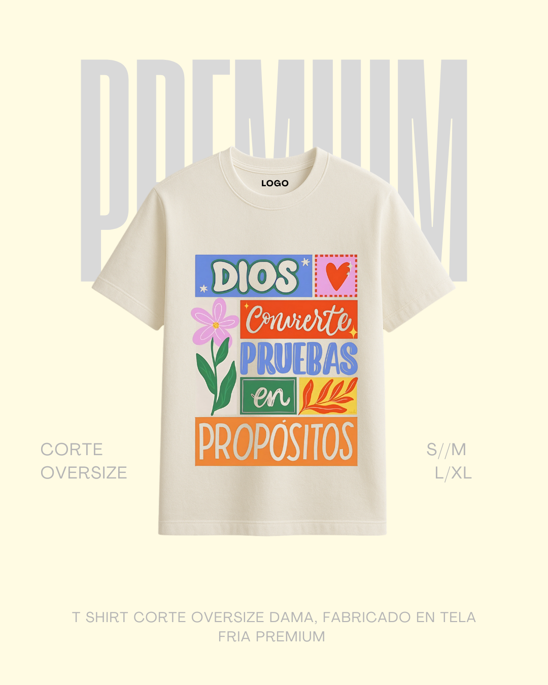 T-shirt premium Dios convierte pruebas en propositos