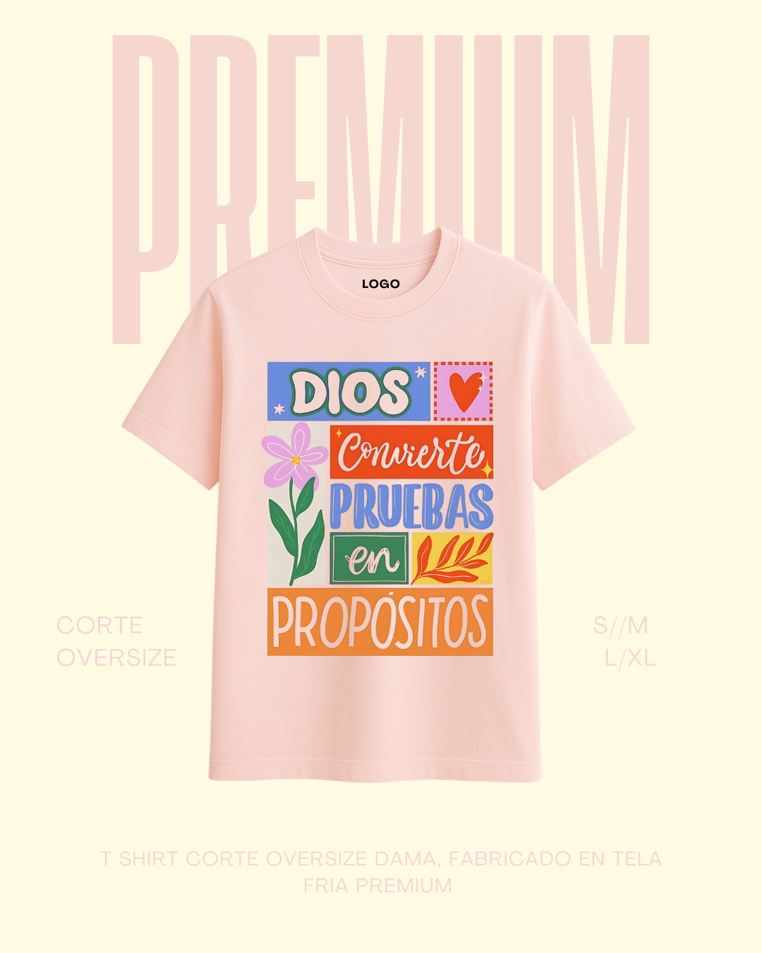 T-shirt premium Dios convierte pruebas en propositos