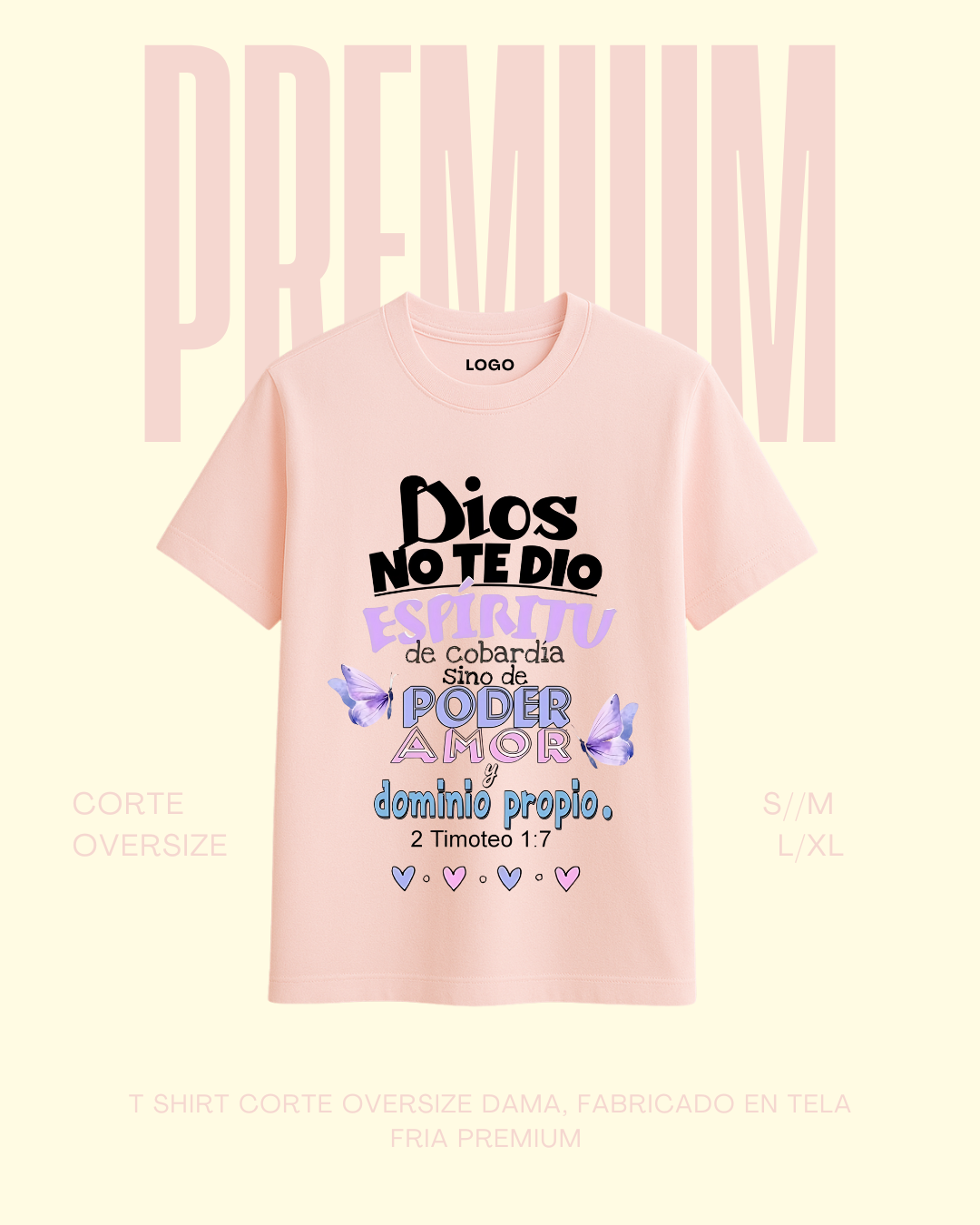 T-shirt premium Dios no te dio espíritu de cobardía