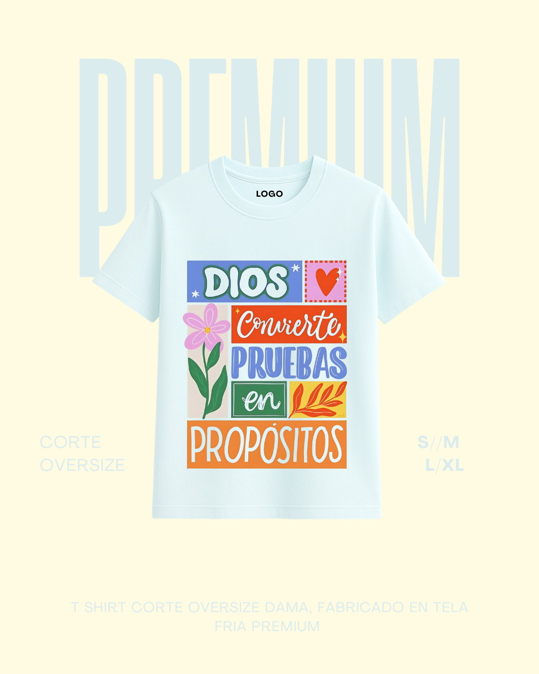 T-shirt premium Dios convierte pruebas en propositos