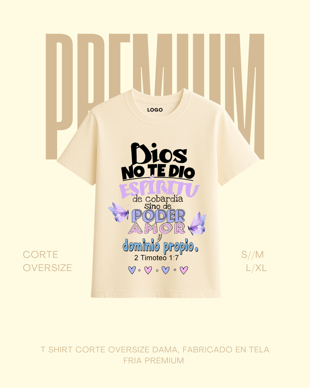 T-shirt premium Dios no te dio espíritu de cobardía