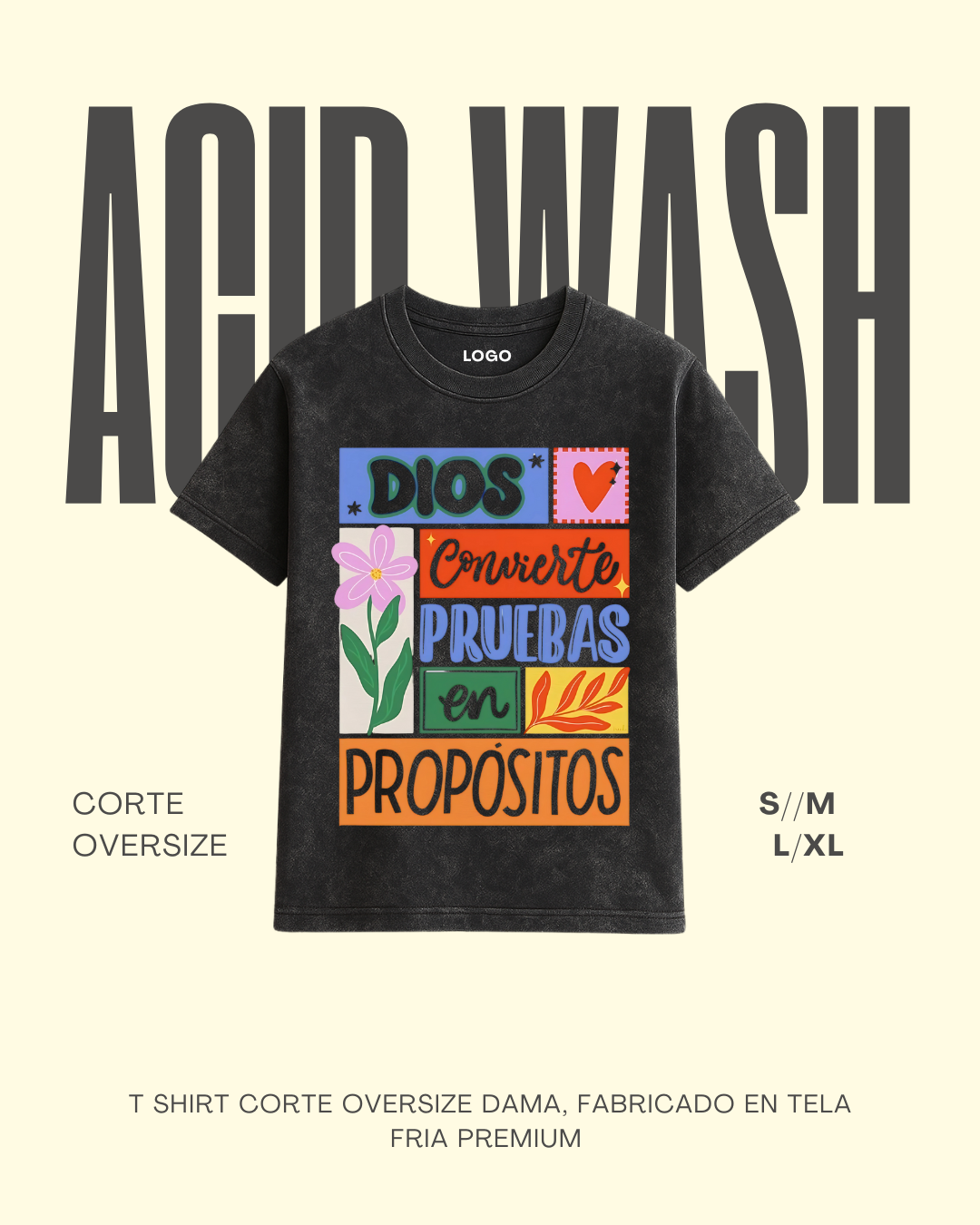T-shirt premium Dios convierte pruebas en propositos