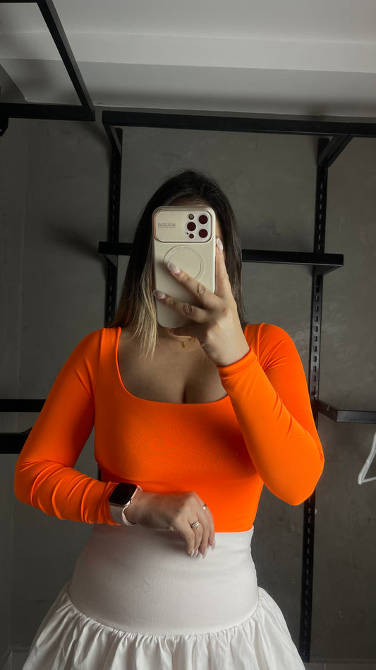 BODY ZARA MANGA LARGA CUELLO CUADRADO