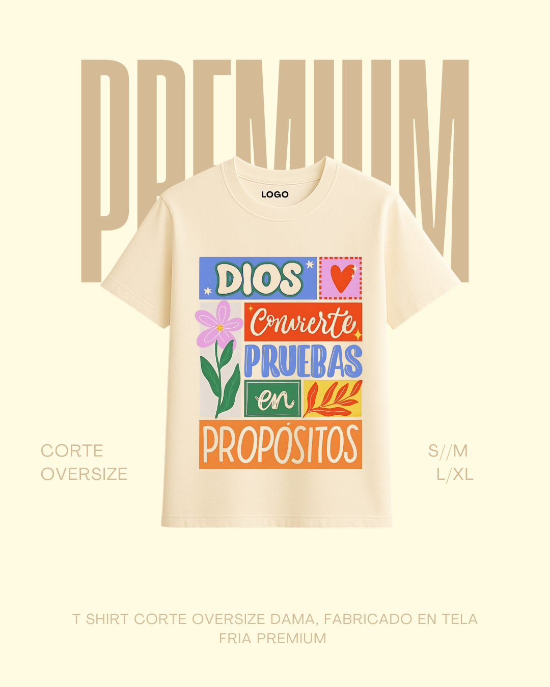 T-shirt premium Dios convierte pruebas en propositos