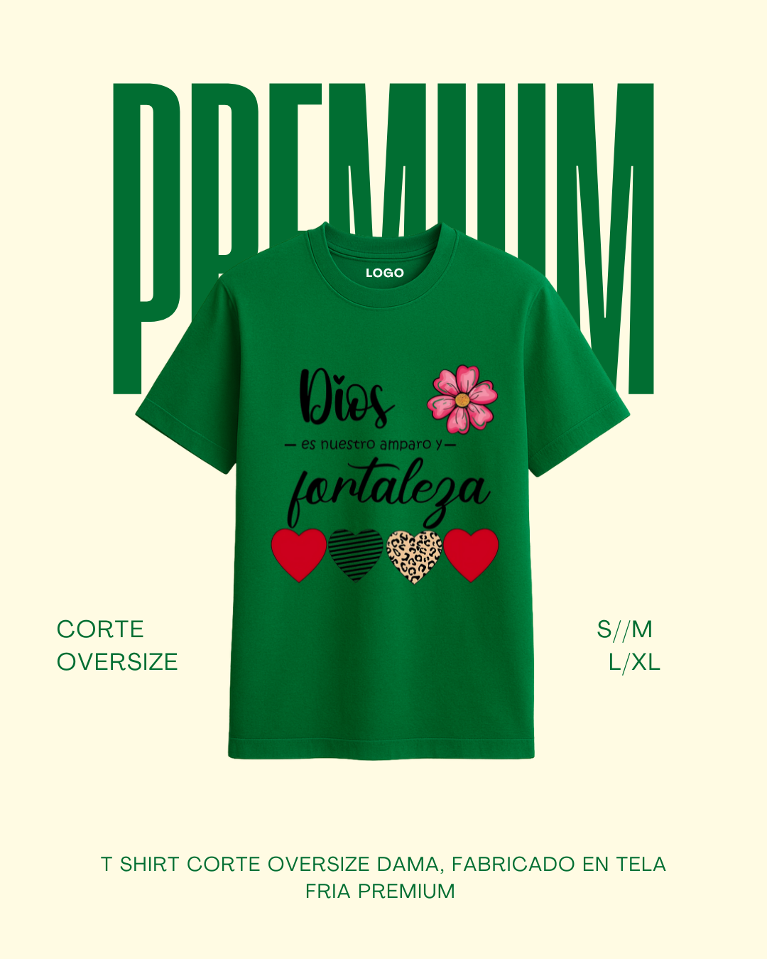 T-shirt premium Dios es fortaleza