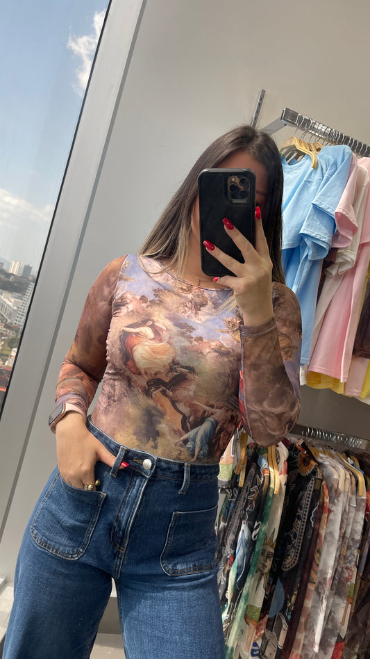 BODY MALLATEX MANGA LARGA CUELLO ABIERTO