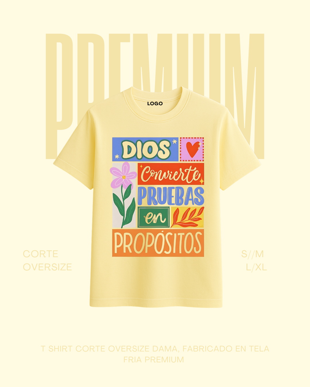 T-shirt premium Dios convierte pruebas en propositos