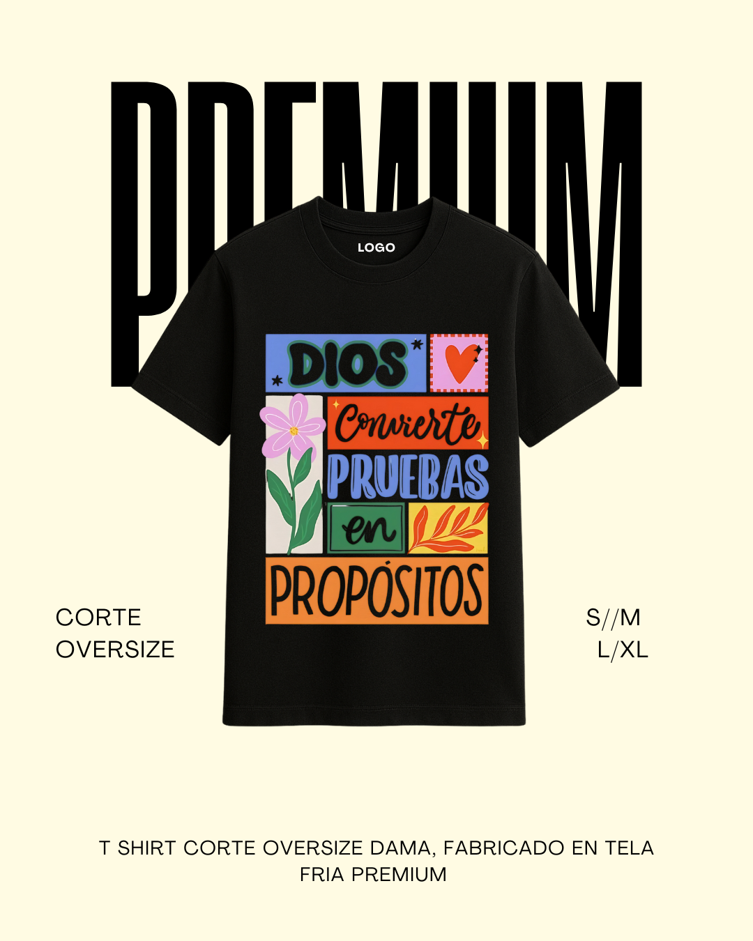 T-shirt premium Dios convierte pruebas en propositos