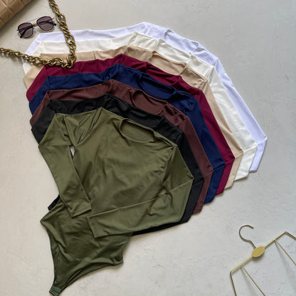 Body manga larga cuello redondo