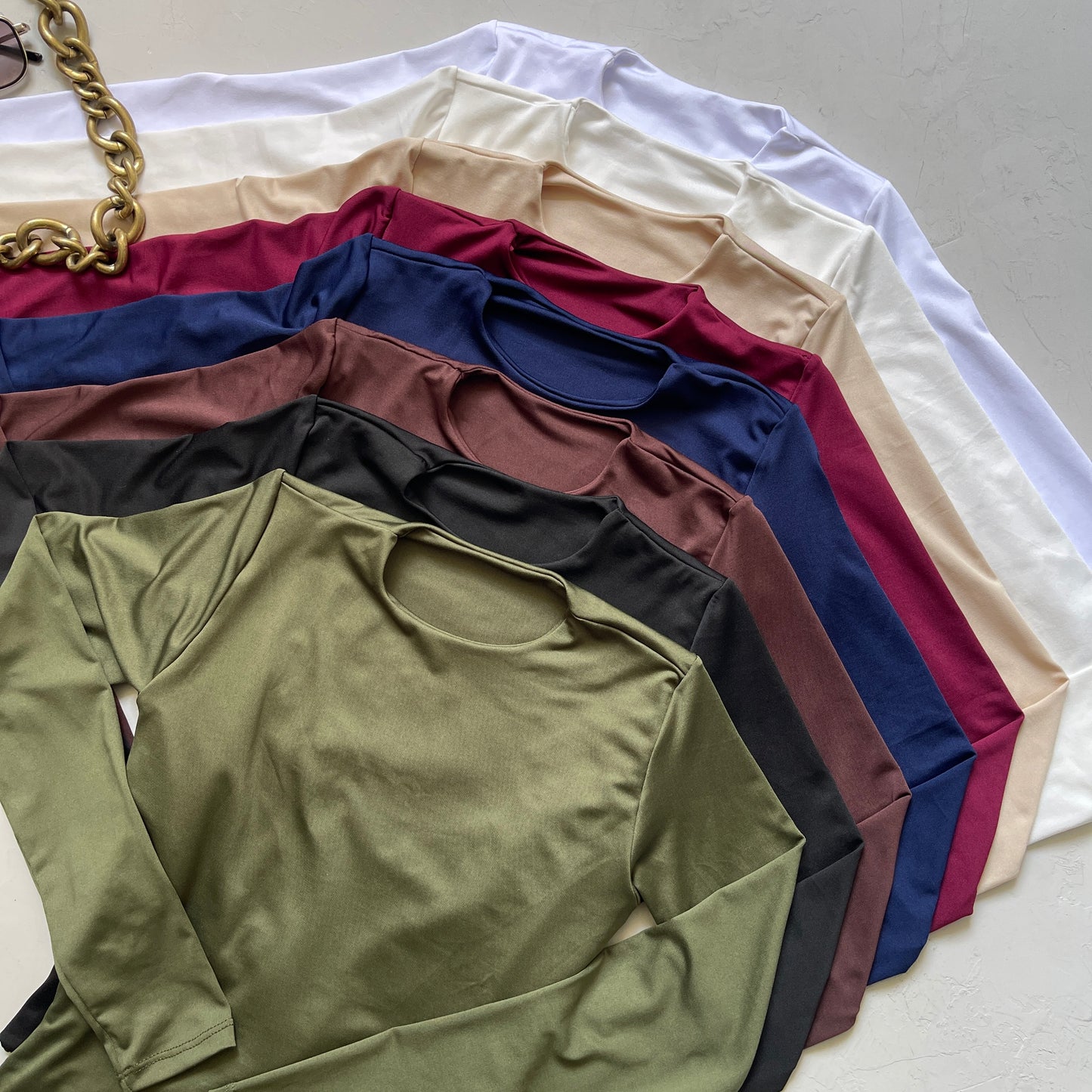 Body manga larga cuello redondo