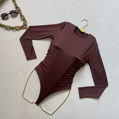 Body manga larga cuello redondo