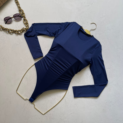 Body manga larga cuello redondo