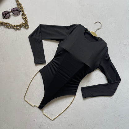 Body manga larga cuello redondo