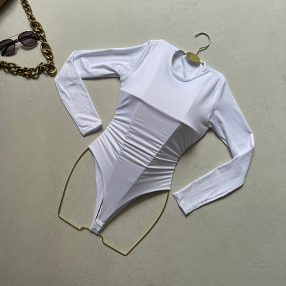 Body manga larga cuello redondo